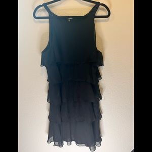 MSK - Sheer Ruffled Fully Lined Sleeveless Little Black Dress Sz 16